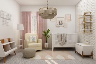 white sofa chair beside white window curtain